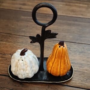 Pottery Barn Pumpkin Salt and Pepper Shakers - White and Orange